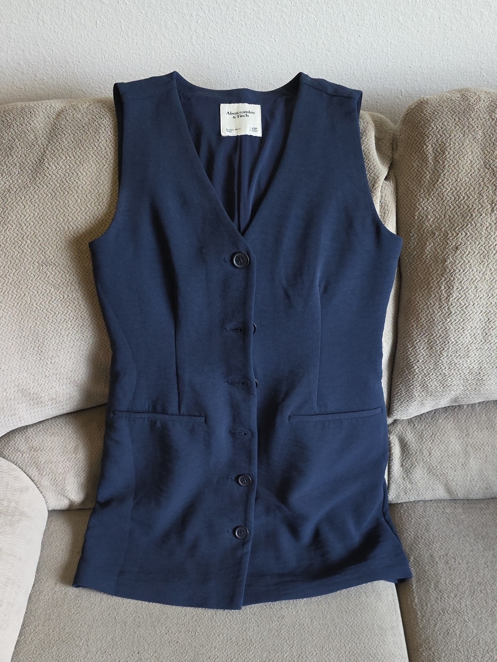 Abercrombie & Fitch Navy Button Front Vest Dress
